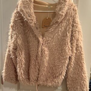 Kori Fuzzy Beige Jacket with hood